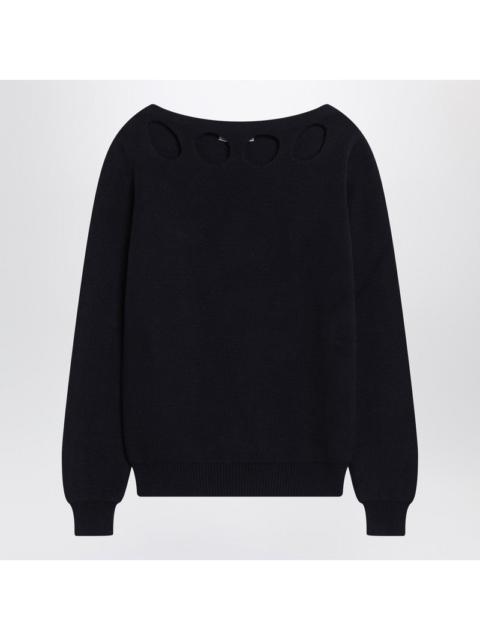 Prada Prada Blue Cotton Sweater With Geometric Details Women