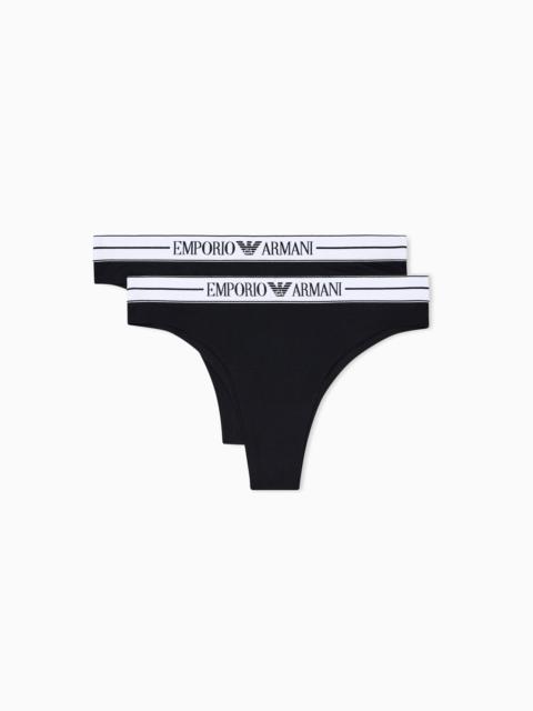 EMPORIO ARMANI TWO-PACK OF ASV ORGANIC-COTTON BRAZILIAN BRIEFS WITH LOGO WAISTBAND