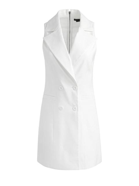 Alice + Olivia MERITT LINEN TUXEDO DRESS