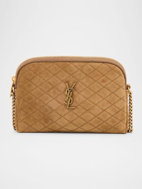 SAINT LAURENT Gaby Mini YSL Crossbody Bag in Quilted Suede
