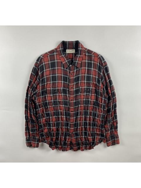 SAINT LAURENT Saint Laurent S/S’17 Distressed Checked Cotton-blend Flannel