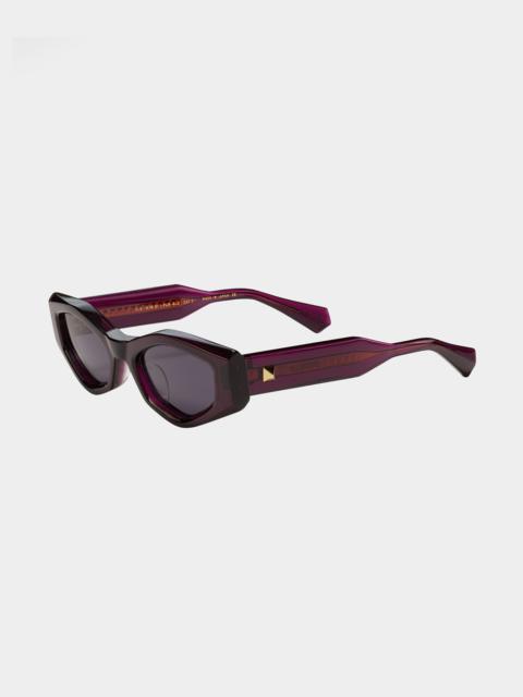 Valentino Tre Acetate & Titanium Cat-Eye Sunglasses