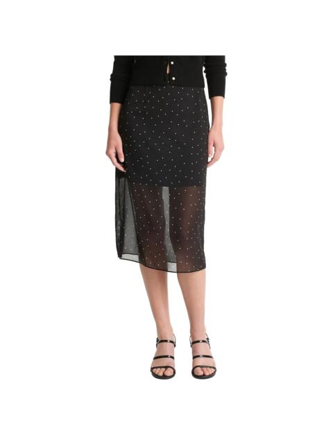 Vince Vince Sheer Dot Silk-Blend Straight Skirt