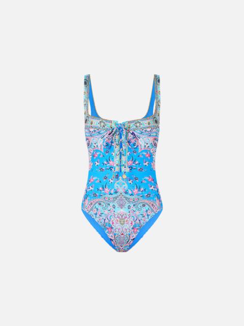 CAMILLA LACE UP UNDERWIRE SQUARE NECK ONE PIECE