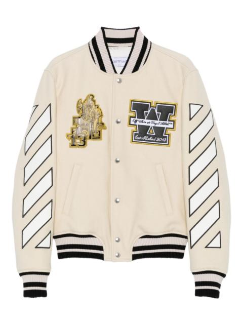 Off-White patch-appliqué varsity jacket