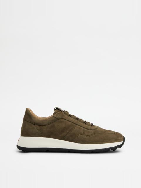 Tod's RED DOT SNEAKERS IN PASHMY SUEDE - GREEN