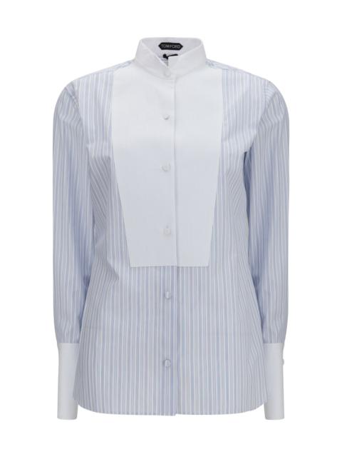 TOM FORD Tom Ford Striped Cotton Shirt Sky Blue Women