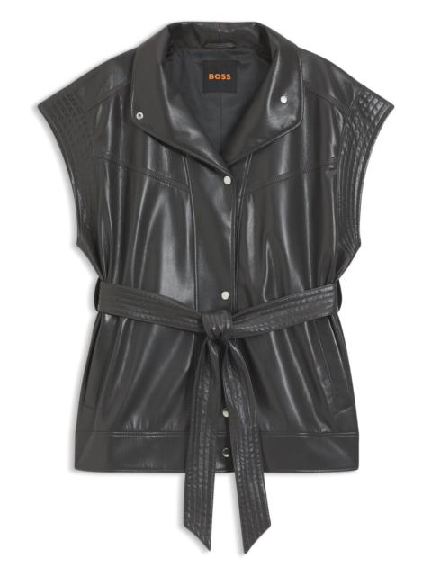 BOSS FAUX-LEATHER GILET WITH BELT