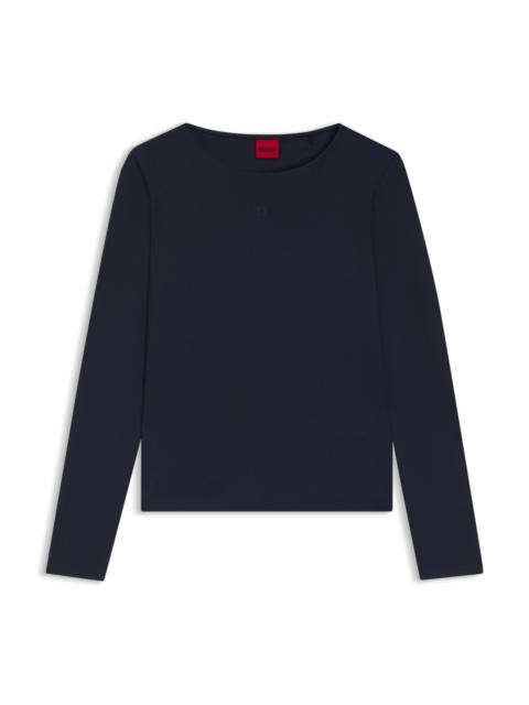 HUGO LOGO-PRINT TOP IN STRETCH JERSEY