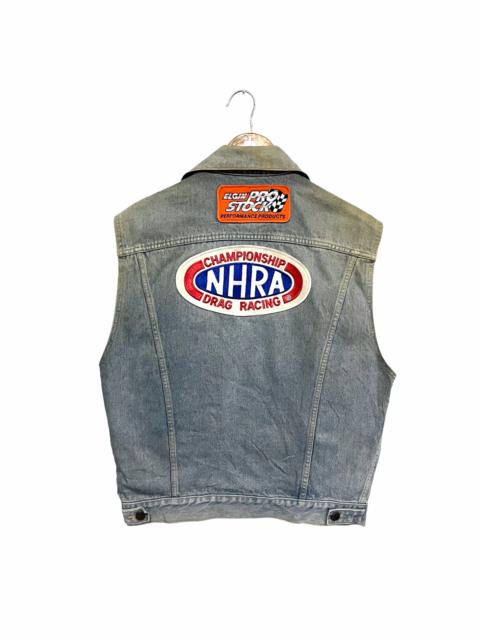 Other Designers Vintage - 💥 VINTAGE NHRA NASCAR RACING CUSTOM DENIM JACKET VEST