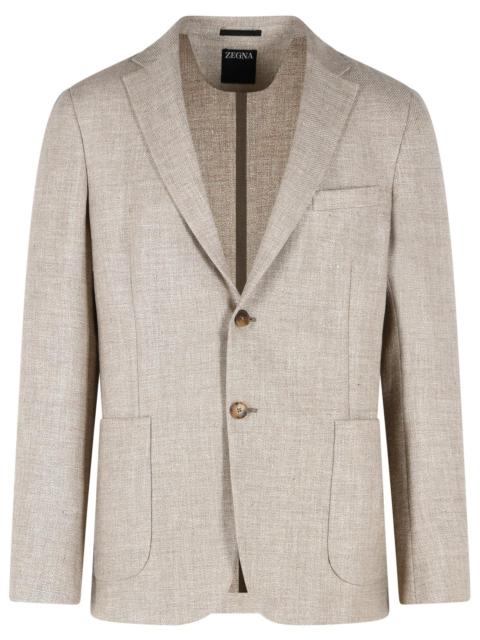 ZEGNA Zegna 'DROP 7' Beige Wool And Linen Jacket
