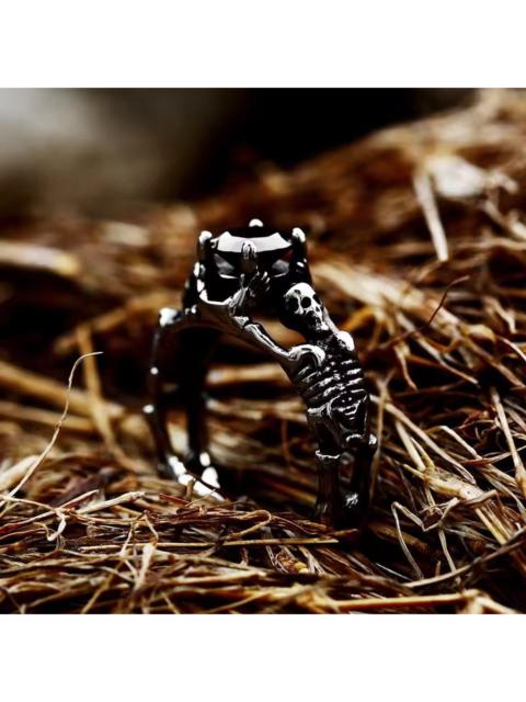 Other Designers Japanese Brand - Skeleton Grasp of Death Ring - Ruby BlackStone - Sizes 6-13
