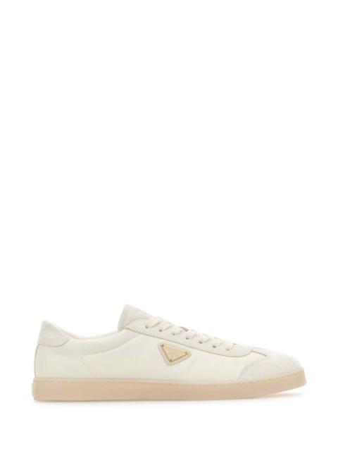 Prada Prada Men White Re-Nylon And Suede Sneakers