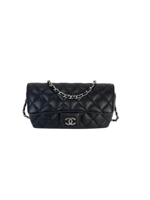 Chanel Caviar Quilted Black Leather Glasses Case with Chain Crossbody Bag