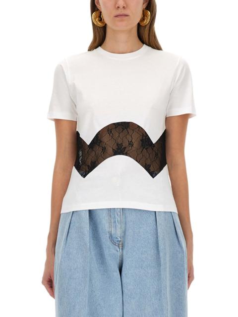NINA RICCI JERSEY T-SHIRT WITH LACE INSERT