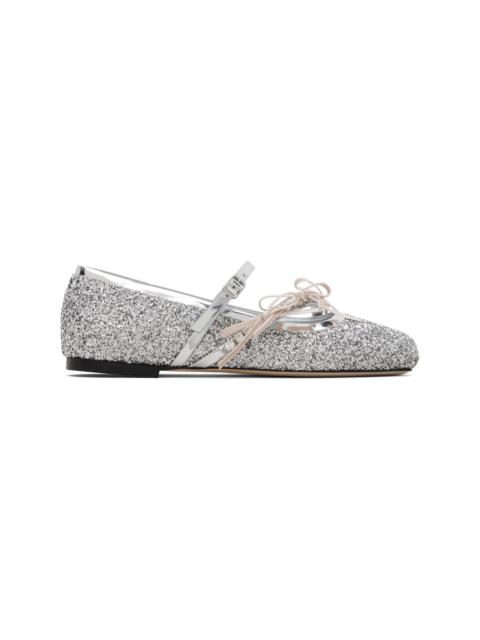 JIMMY CHOO Silver Loli Ballerina Flats