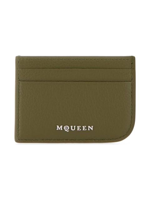 Alexander McQueen Army Green Leather Card Holder