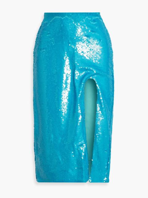 GANNI Sequined chiffon midi skirt