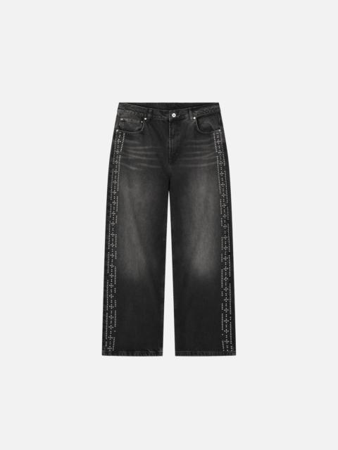 DUKE + DEXTER Peso Black Studded Denim Jeans