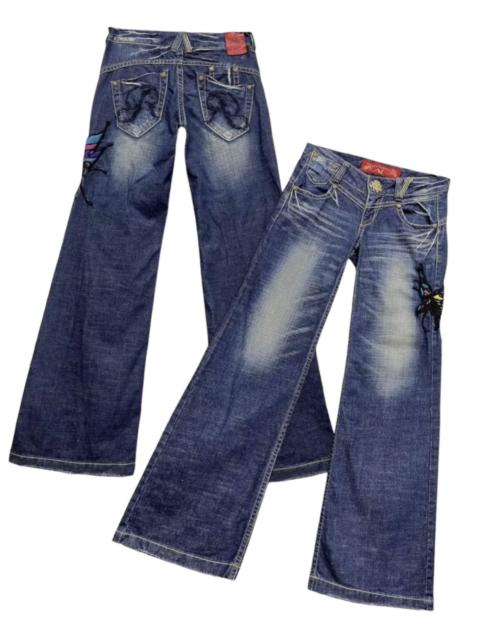 Other Designers Japanese Brand - 🦋FYE TATTOO REDPEPPER Butterfly Embroidery Wide Flare Denim