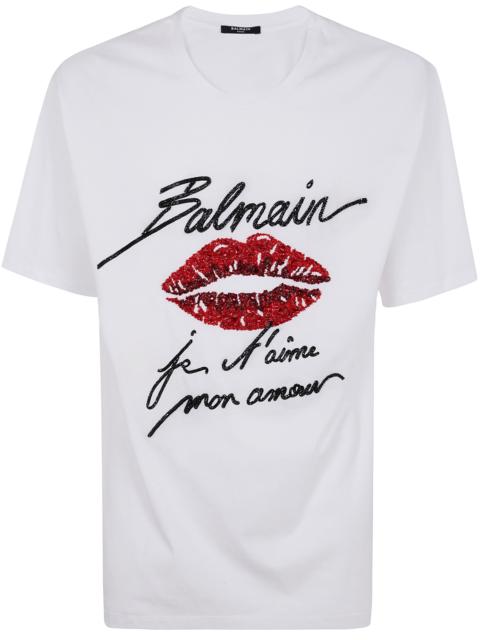 Balmain Balmain Men Balmain & Lips Embroid T-Shirt - Reg Fit