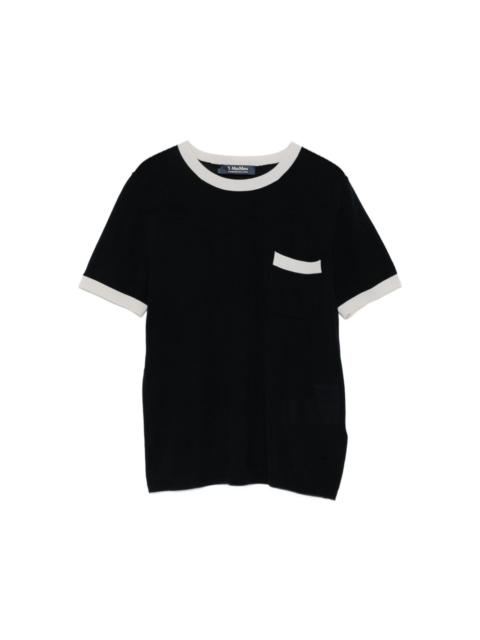 contrast-trim wool top