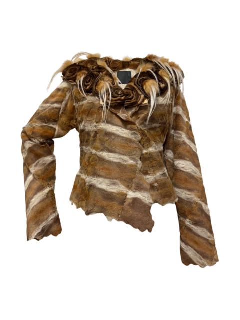 FENDI Fendi Fall 2002 Patchwork Fur Jacket with Wooden Buttons