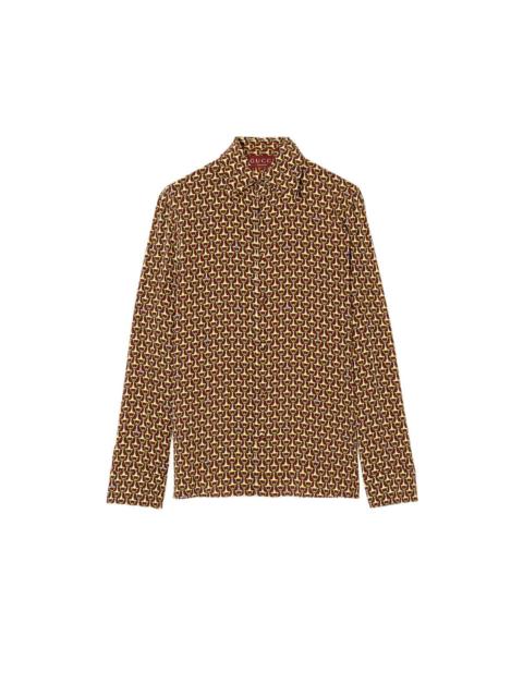 GUCCI GUCCI Gold/Rosso Ancora Red Silk Shirt New & Authentic (Men'