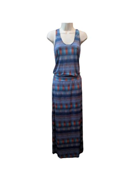 Other Designers Veronica M Blue Drop Waist Maxi Zig Zag Racerback Dress X-Small