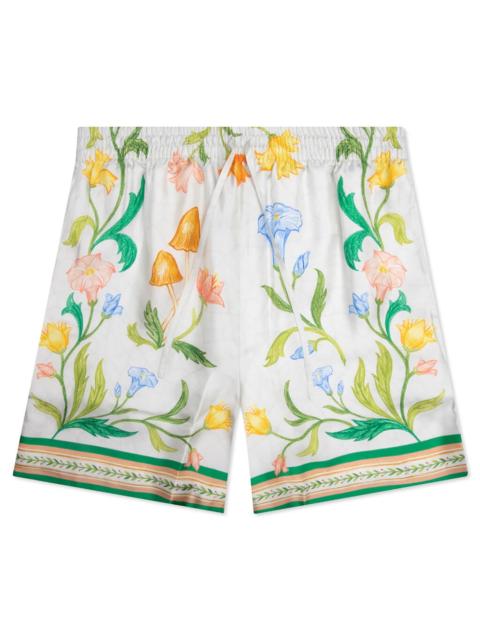 CASABLANCA L'ARCHE FLEURIE SILK TWILL SHORTS - MULTI