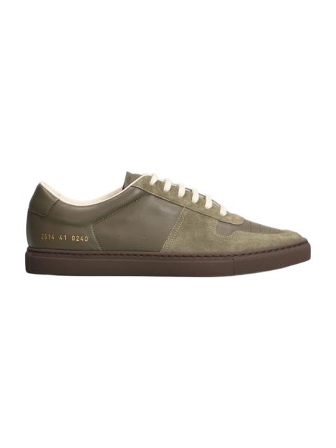 Common Projects Bball Slim Sneakers In Green Suede And Leather