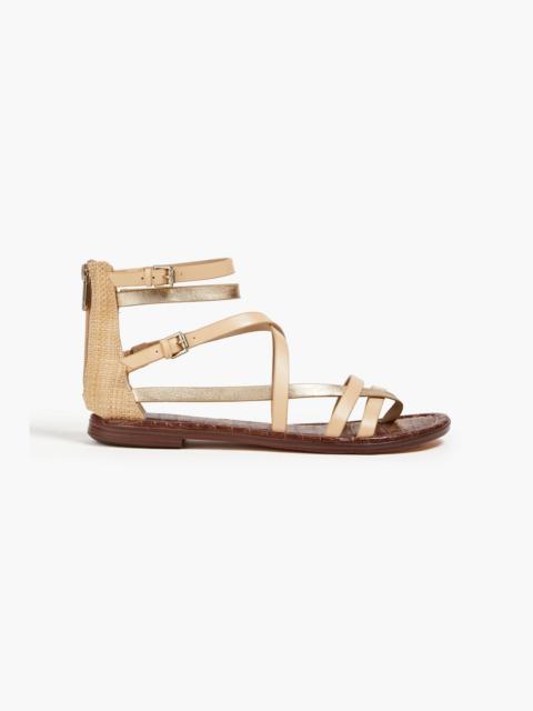 Other Designers Gibbs leather and faux raffia sandals