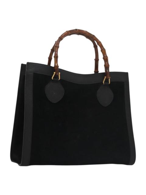 GUCCI GUCCI Bamboo Hand Bag Suede Leather Black