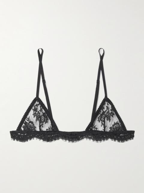 Dolce & Gabbana Micro Cotton-blend Lace Soft-cup Triangle Bra