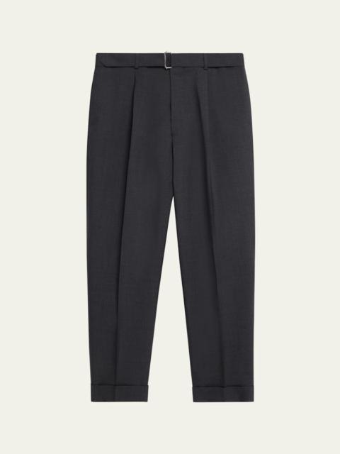 OFFICINE GÉNÉRALE Men's Hugo Wool Self-Belt Pleated Pants