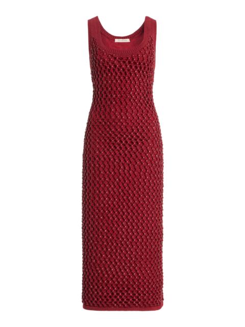 diotima Exclusive Emin Crystal-Embellished Knit Midi Dress red