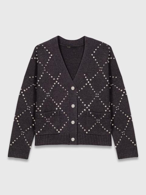 maje Rhinestone check cardigan