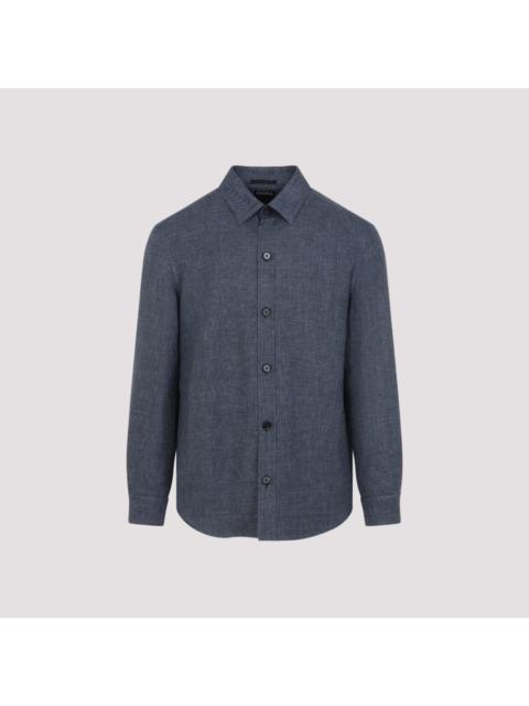 ZEGNA ZEGNA Blue Cashmere Shirt New & Authentic (Men's size:L;)