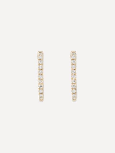 ROXANNE FIRST 14ct Gold Skinny Diamond Oval Hoop Earrings
