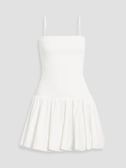 Alice + Olivia Arden shirred cotton-blend poplin mini dress