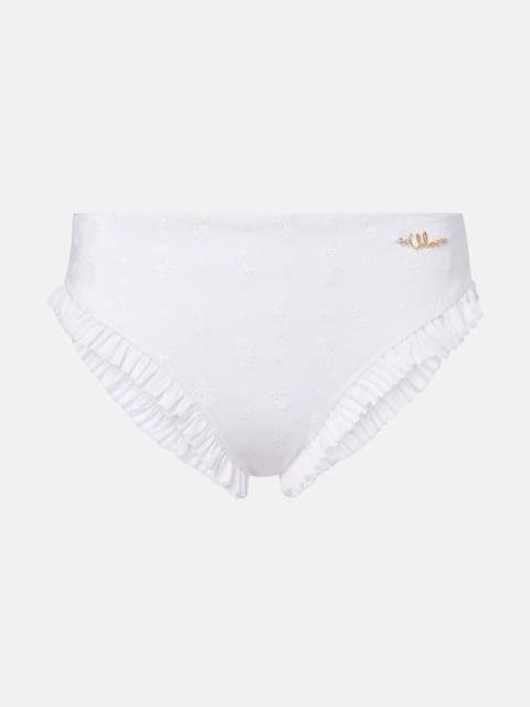 Chloé Borderie anglaise ruffled bikini bottoms