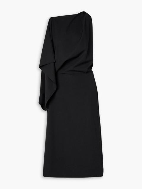 Proenza Schouler Elena draped asymmetric wool-blend gabardine midi dress