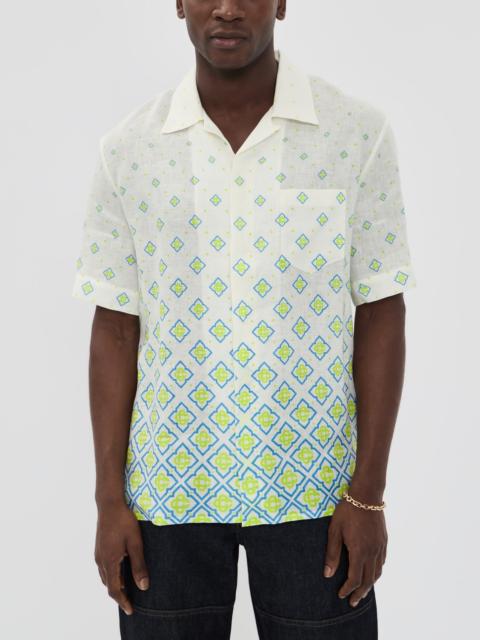 CASABLANCA Degrade Monogram Short Sleeve Linen Shirt