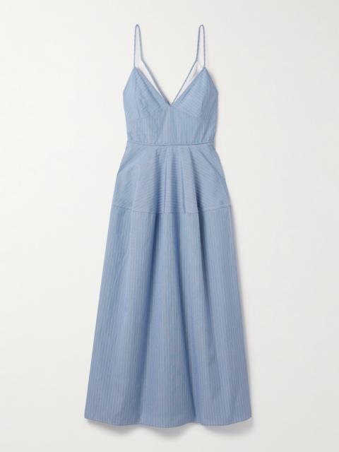 CO Basque Striped Cotton-poplin Midi Dress