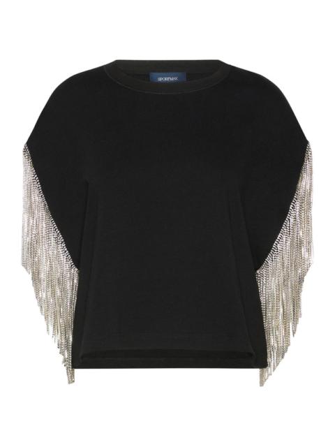 Sportmax Sportmax Women Boxy T-Shirt In Cotton With Rhinestone Fringes