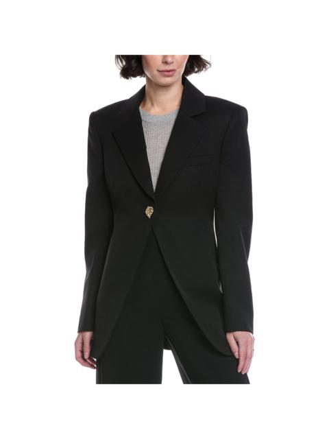 Oscar de la Renta Oscar de la Renta Peak Lapel Silk-Lined Wool Blazer