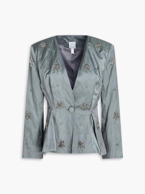 Other Designers Crystal-embellished crinkled-satin peplum jacket