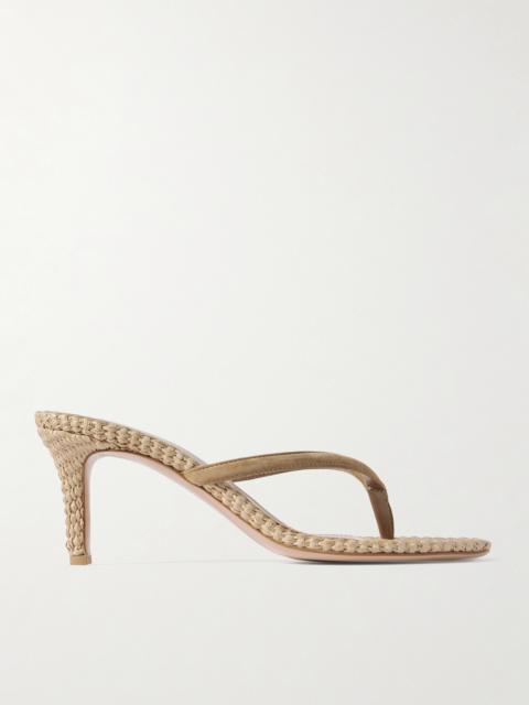 Gianvito Rossi Calypso 80 Suede-trimmed Raffia Sandals