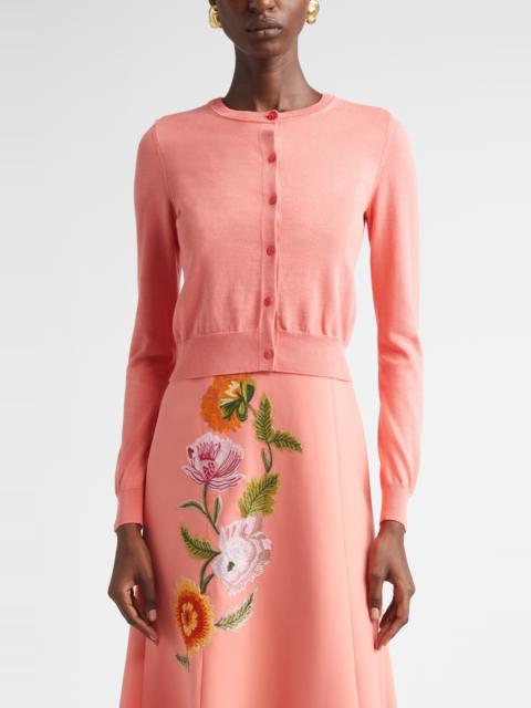 CAROLINA HERRERA Carolina Herrera Silk & Cotton Cardigan in Sunset at Nordstrom