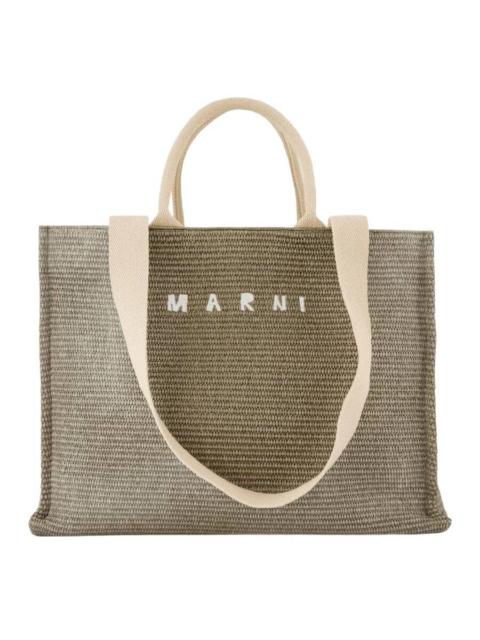 Marni Marni Raffia-Effect Fabric Shopping Tote
